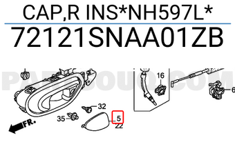 Honda 72121SNAA01ZB CAP,R INS*NH597L*