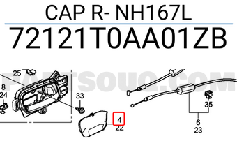Honda 72121T0AA01ZB CAP R- NH167L