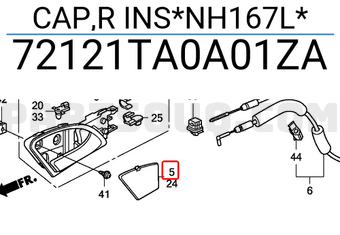Honda 72121TA0A01ZA CAP,R INS*NH167L*