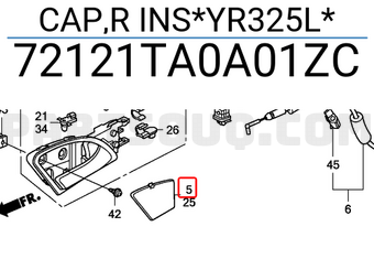 Honda 72121TA0A01ZC CAP,R INS*YR325L*