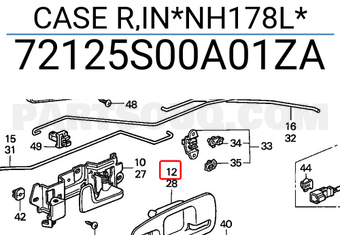 Honda 72125S00A01ZA CASE R,IN*NH178L*