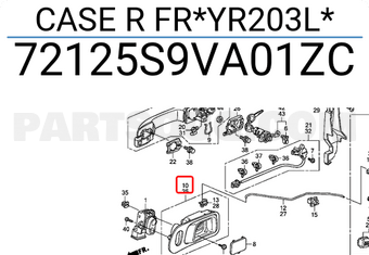 Honda 72125S9VA01ZC CASE R FR*YR203L*