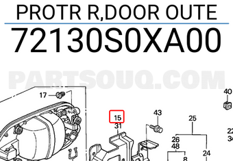 Honda 72130S0XA00 PROTR R,DOOR OUTE