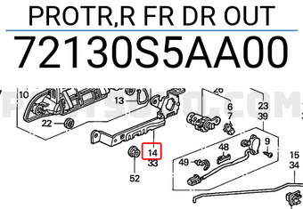 Honda 72130S5AA00 PROTR,R FR DR OUT