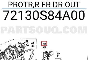 Honda 72130S84A00 PROTR,R FR DR OUT