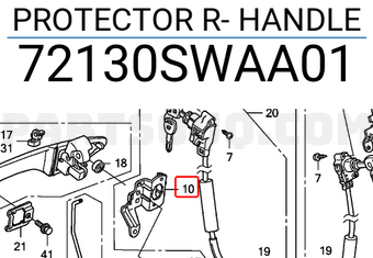 Honda 72130SWAA01 PROTECTOR R- HANDLE