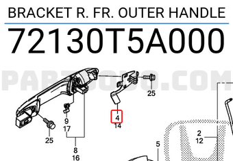 Honda 72130T5A000 BRACKET R. FR. OUTER HANDLE
