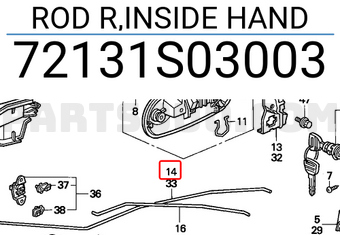 Honda 72131S03003 ROD R,INSIDE HAND