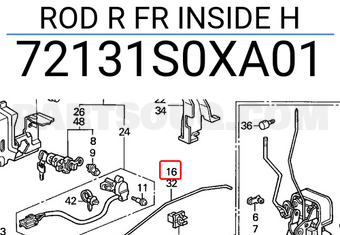 Honda 72131S0XA01 ROD R FR INSIDE H