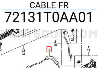Honda 72131T0AA01 CABLE FR
