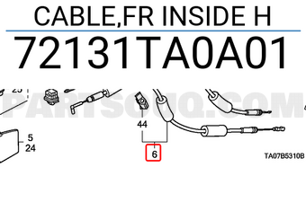 Honda 72131TA0A01 CABLE,FR INSIDE H