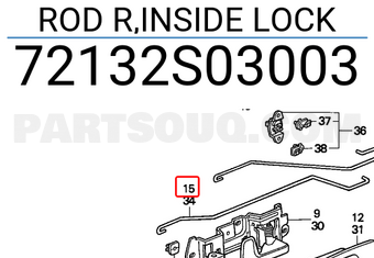 Honda 72132S03003 ROD R,INSIDE LOCK