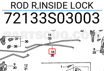 Honda 72133S03003 ROD R,INSIDE LOCK