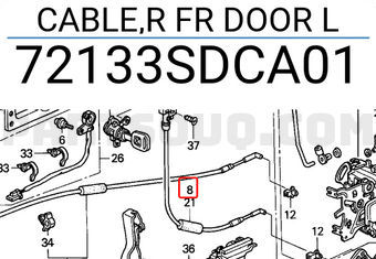 Honda 72133SDCA01 CABLE,R FR DOOR L