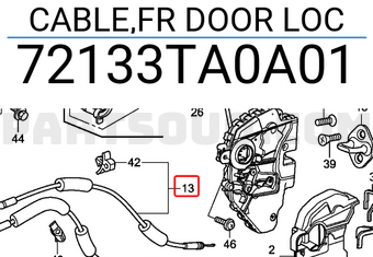 Honda 72133TA0A01 CABLE,FR DOOR LOC