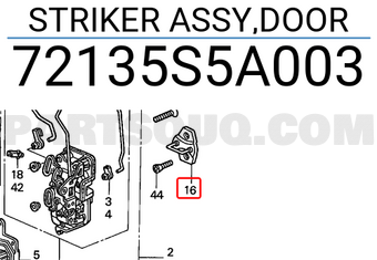 Honda 72135S5A003 STRIKER ASSY,DOOR