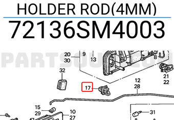 Honda 72136SM4003 HOLDER ROD(4MM)