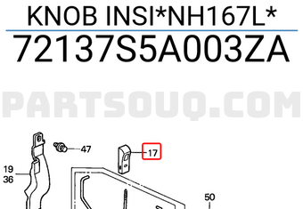 Honda 72137S5A003ZA KNOB INSI*NH167L*
