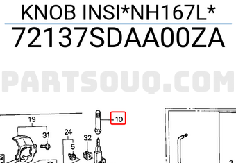 Honda 72137SDAA00ZA KNOB INSI*NH167L*
