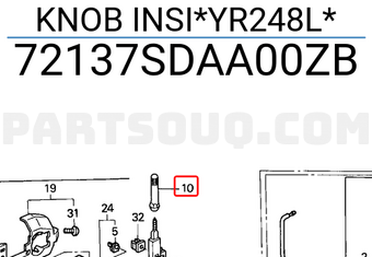 Honda 72137SDAA00ZB KNOB INSI*YR248L*