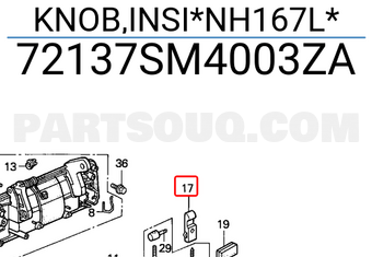 Honda 72137SM4003ZA KNOB,INSI*NH167L*