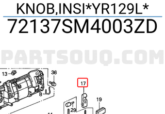 Honda 72137SM4003ZD KNOB,INSI*YR129L*