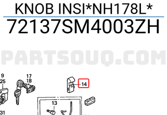 Honda 72137SM4003ZH KNOB INSI*NH178L*