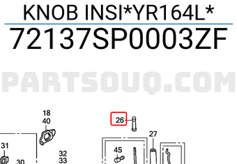 Honda 72137SP0003ZF KNOB INSI*YR164L*