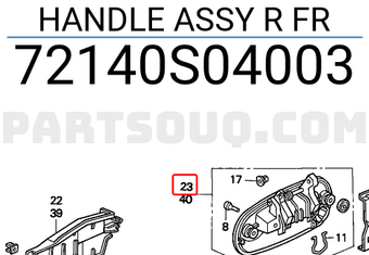 Honda 72140S04003 HANDLE ASSY R FR