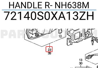 Honda 72140S0XA13ZH HANDLE R- NH638M