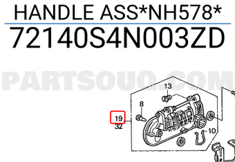Honda 72140S4N003ZD HANDLE ASS*NH578*