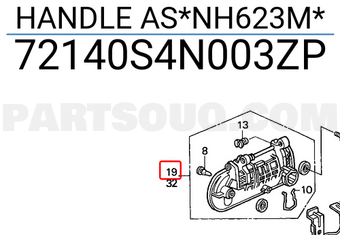 Honda 72140S4N003ZP HANDLE AS*NH623M*