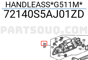 Honda 72140S5AJ01ZD HANDLEASS*G511M*