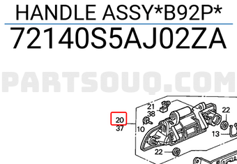 Honda 72140S5AJ02ZA HANDLE ASSY*B92P*