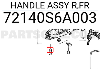 Honda 72140S6A003 HANDLE ASSY R,FR