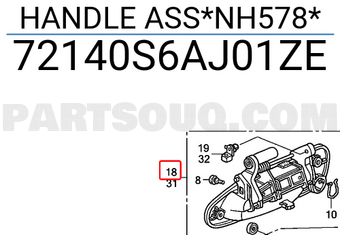 Honda 72140S6AJ01ZE HANDLE ASS*NH578*