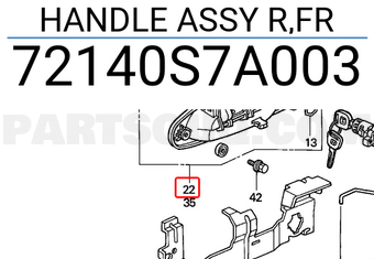 Honda 72140S7A003 HANDLE ASSY R,FR