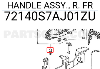 Honda 72140S7AJ01ZU HANDLE ASSY., R. FR
