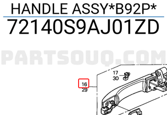Honda 72140S9AJ01ZD HANDLE ASSY*B92P*