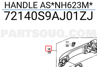 Honda 72140S9AJ01ZJ HANDLE AS*NH623M*