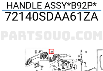 Honda 72140SDAA61ZA HANDLE ASSY*B92P*