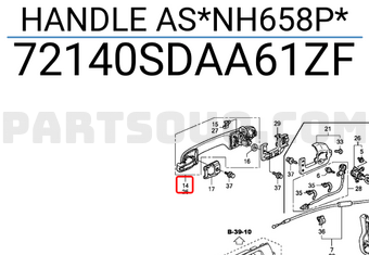 Honda 72140SDAA61ZF HANDLE AS*NH658P*