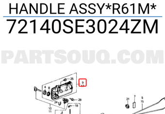 Honda 72140SE3024ZM HANDLE ASSY*R61M*