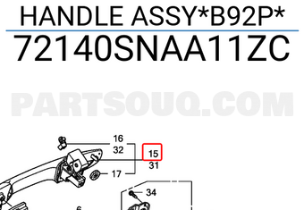 Honda 72140SNAA11ZC HANDLE ASSY*B92P*