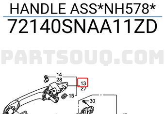Honda 72140SNAA11ZD HANDLE ASS*NH578*