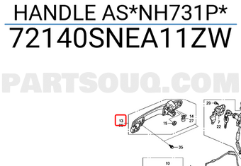 Honda 72140SNEA11ZW HANDLE AS*NH731P*