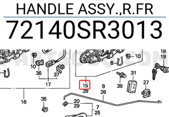 Honda 72140SR3013 HANDLE ASSY.,R.FR