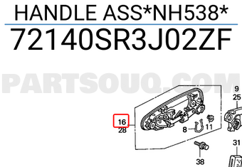 Honda 72140SR3J02ZF HANDLE ASS*NH538*