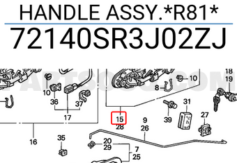 Honda 72140SR3J02ZJ HANDLE ASSY.*R81*
