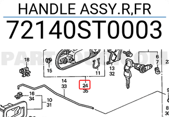 Honda 72140ST0003 HANDLE ASSY.R,FR